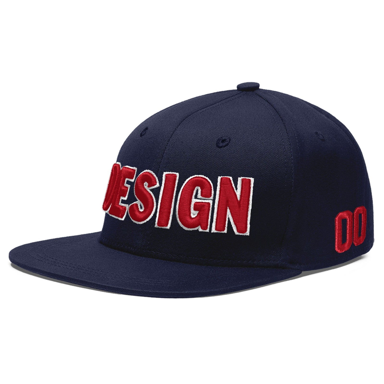 Custom Navy 3D Puff Embroidery Flat Embroidery Casual Sport Baseball Cap