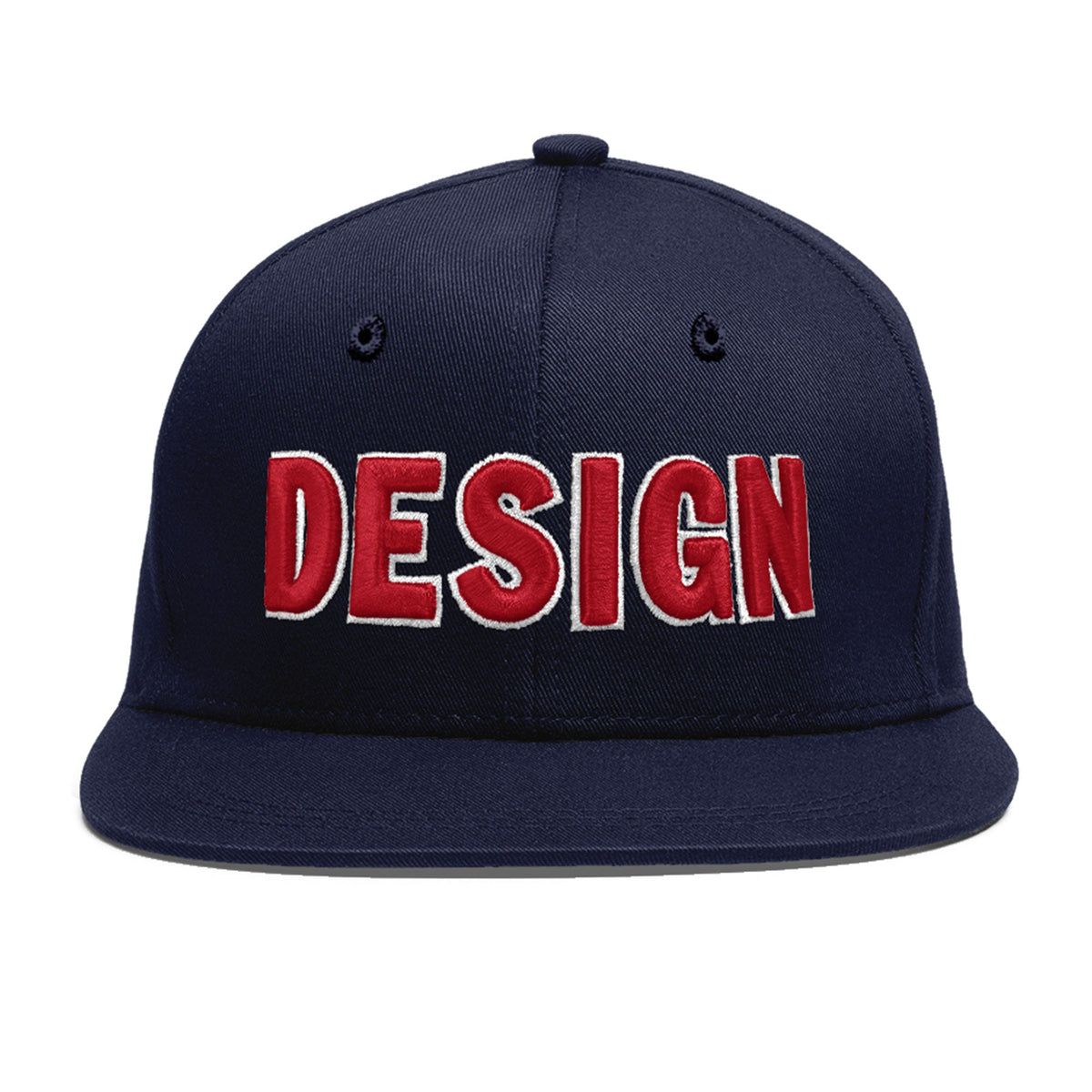Custom Navy 3D Puff Embroidery Flat Embroidery Casual Sport Baseball Cap