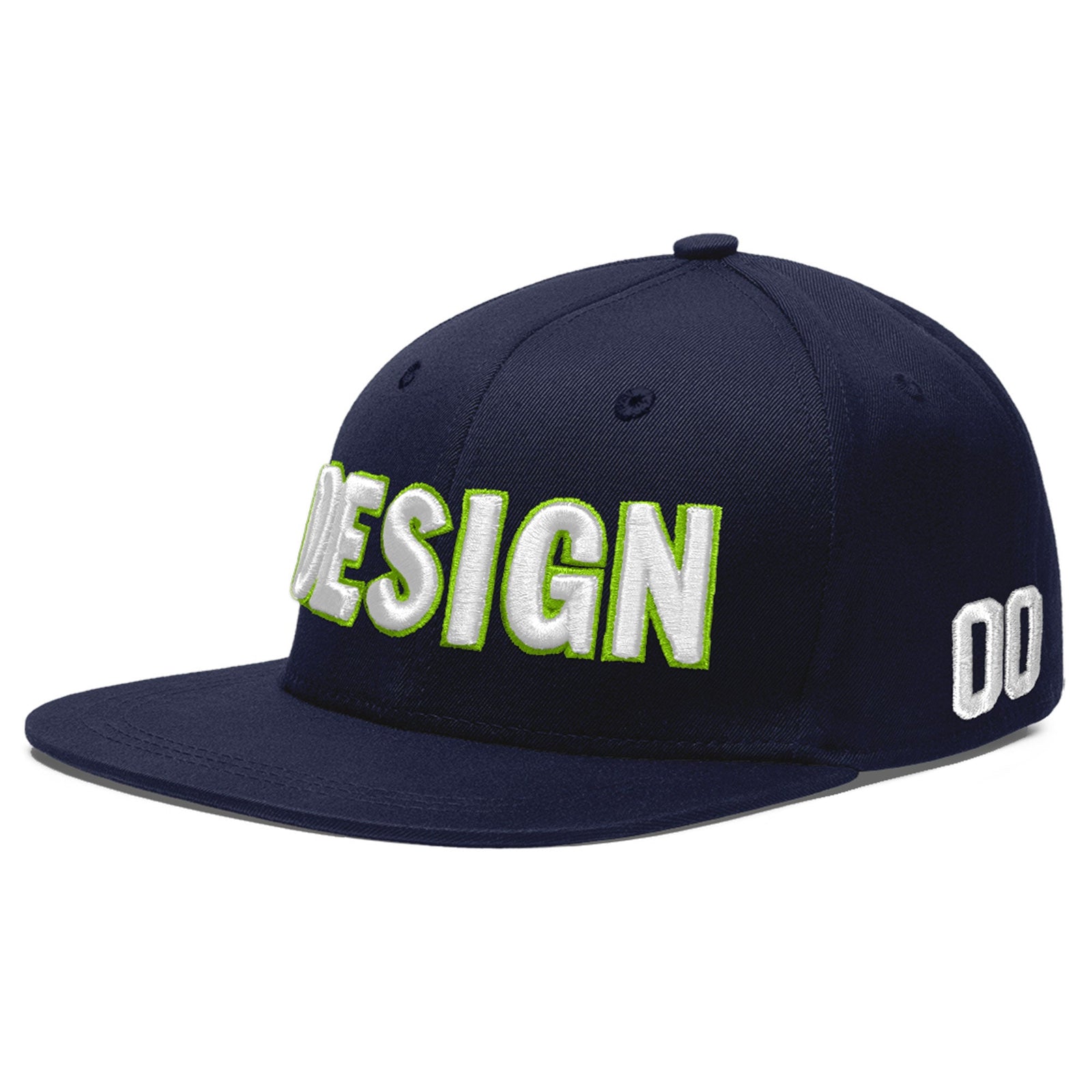 Custom Navy 3D Puff Embroidery Flat Embroidery Casual Sport Baseball Cap
