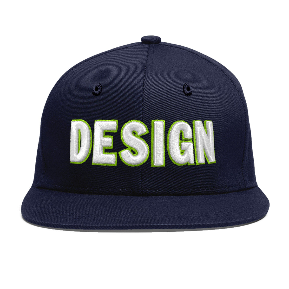 Custom Navy 3D Puff Embroidery Flat Embroidery Casual Sport Baseball Cap