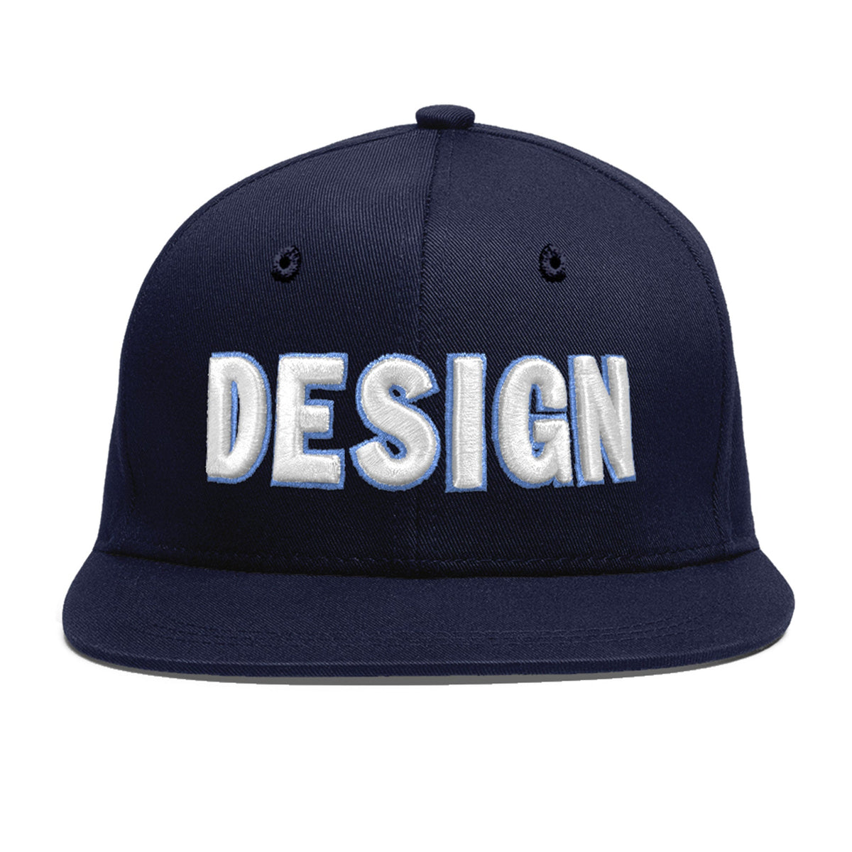 Custom Navy 3D Puff Embroidery Flat Embroidery Casual Sport Baseball Cap