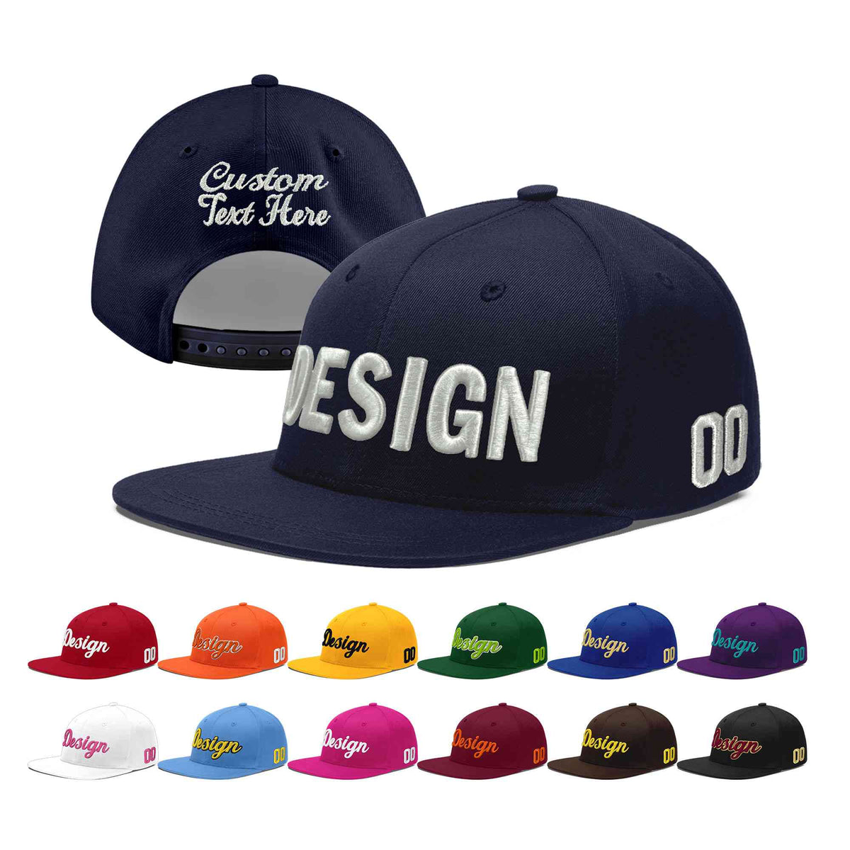 Custom Navy 3D Puff Embroidery Flat Embroidery Casual Sport Baseball Cap