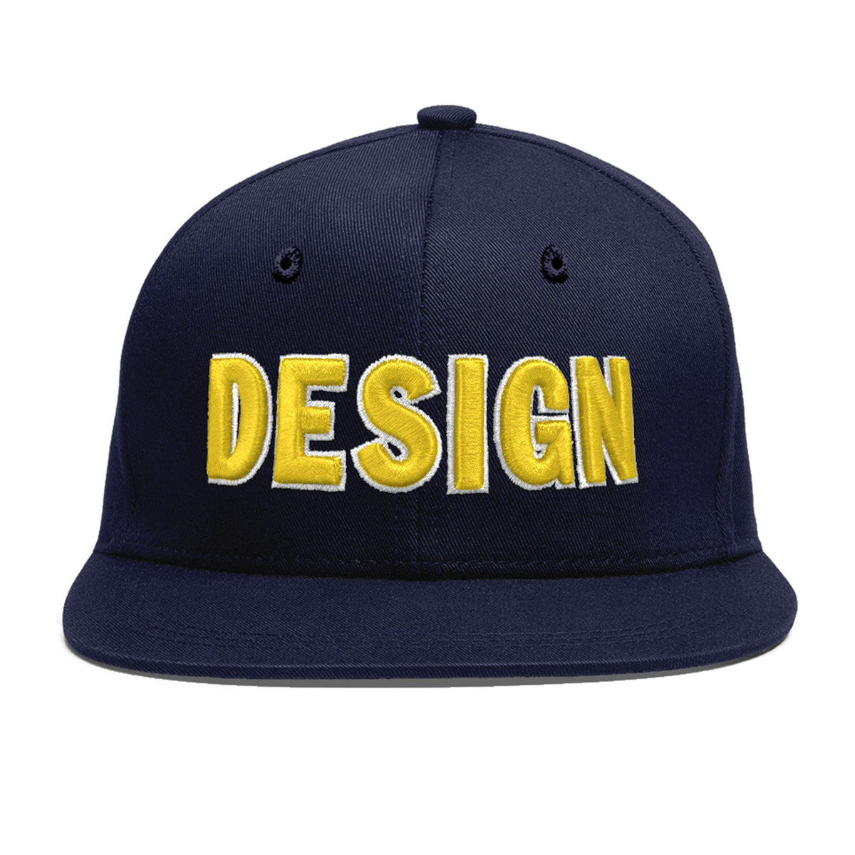 Custom Navy 3D Puff Embroidery Flat Embroidery Casual Sport Baseball Cap