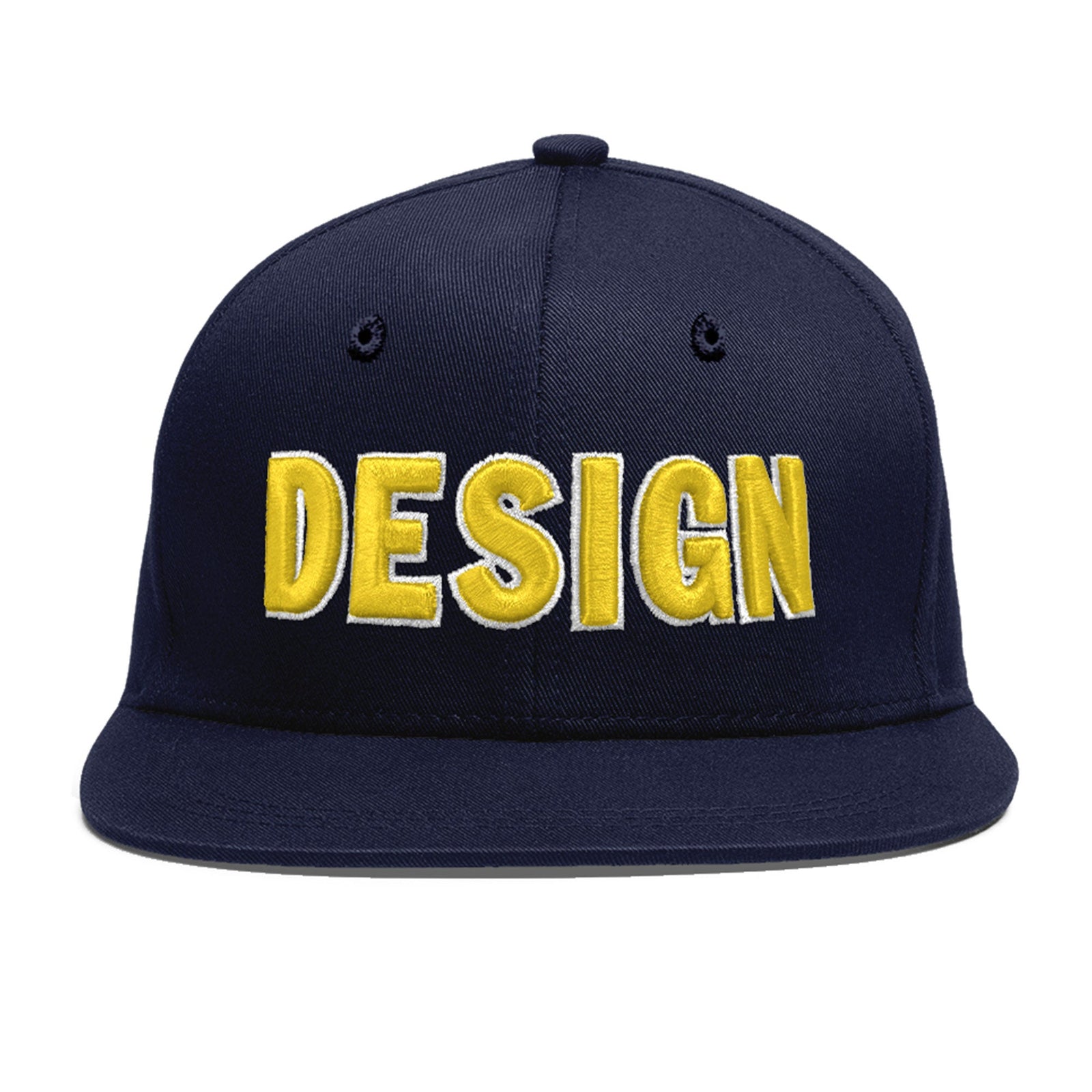 Custom Navy 3D Puff Embroidery Flat Embroidery Casual Sport Baseball Cap