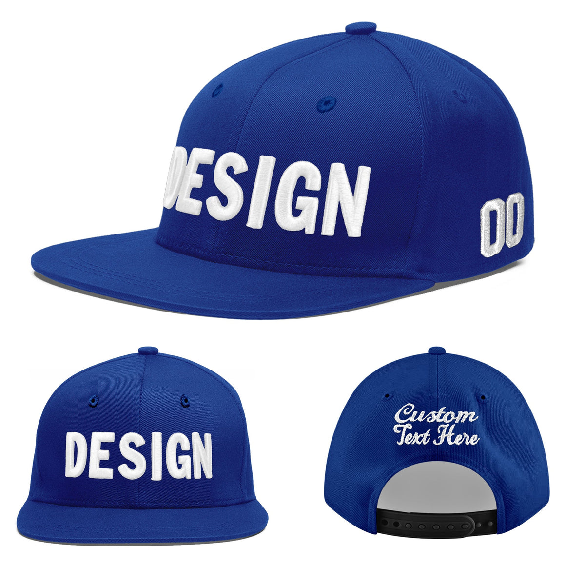 Custom Royal 3D Puff Embroidery Flat Embroidery Casual Sport Baseball Cap