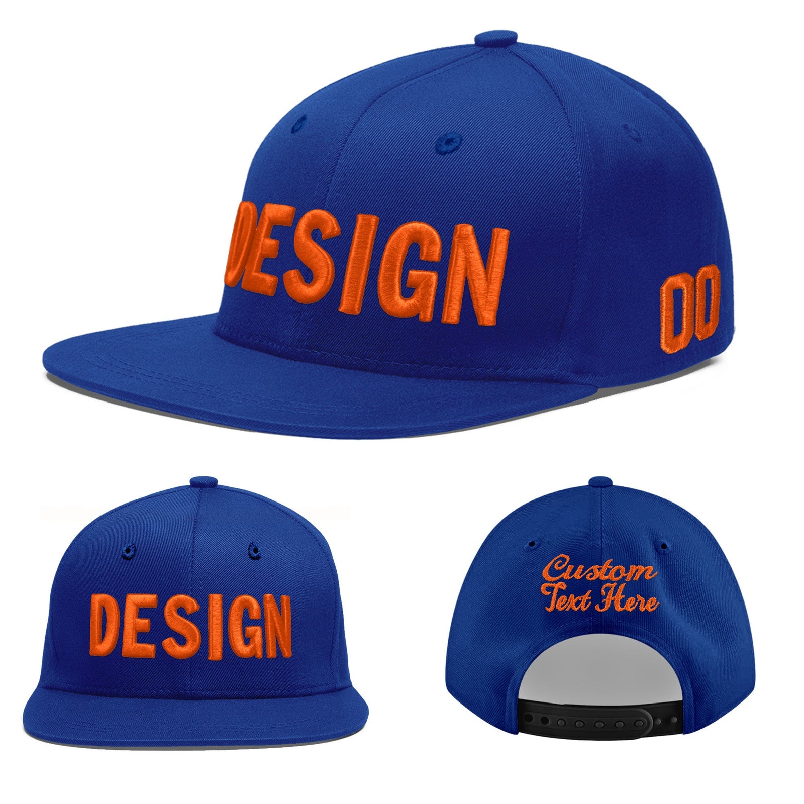 Custom Royal 3D Puff Embroidery Flat Embroidery Casual Sport Baseball Cap