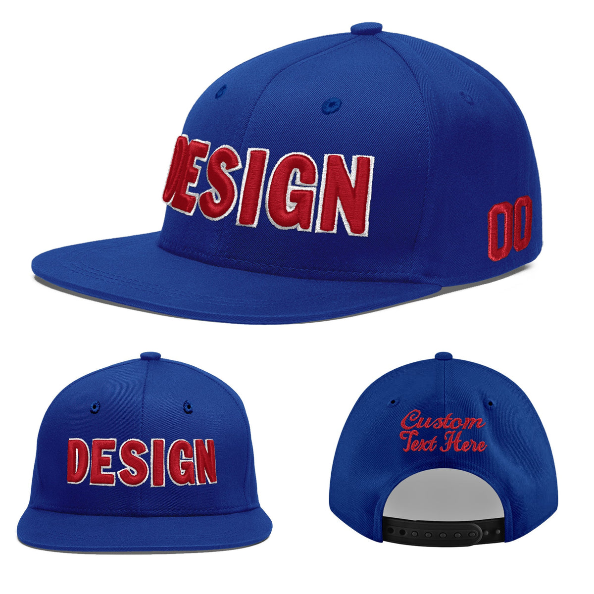 Custom Royal 3D Puff Embroidery Flat Embroidery Casual Sport Baseball Cap