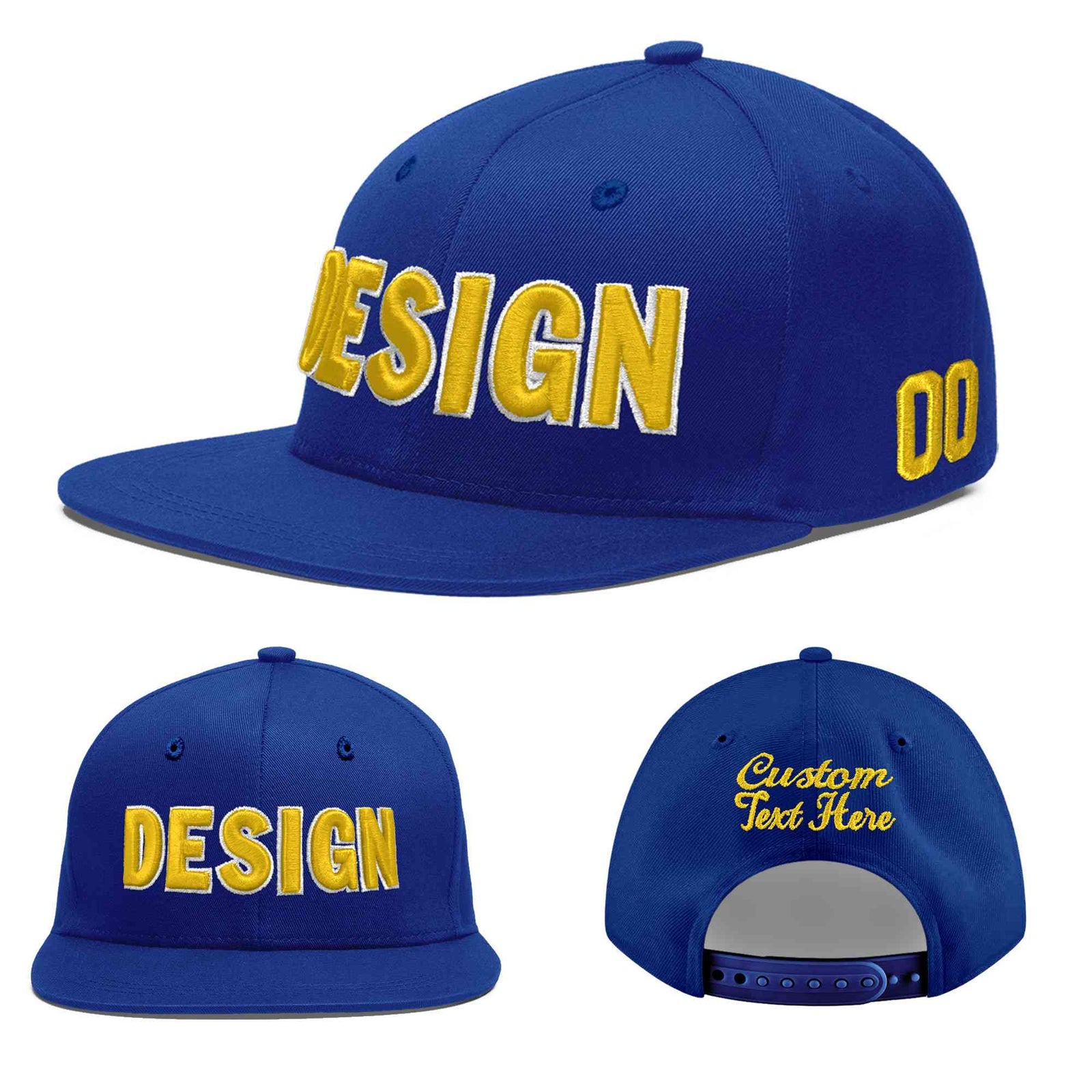 Custom Royal 3D Puff Embroidery Flat Embroidery Casual Sport Baseball Cap