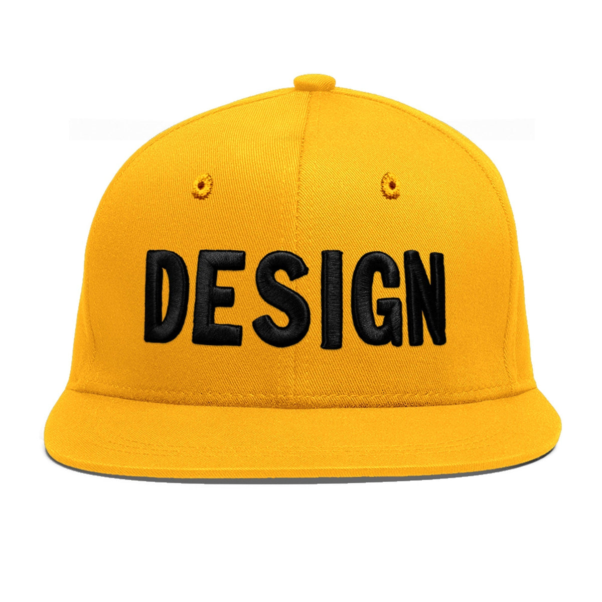 Custom Yellow 3D Puff Embroidery Flat Embroidery Casual Sport Baseball Cap