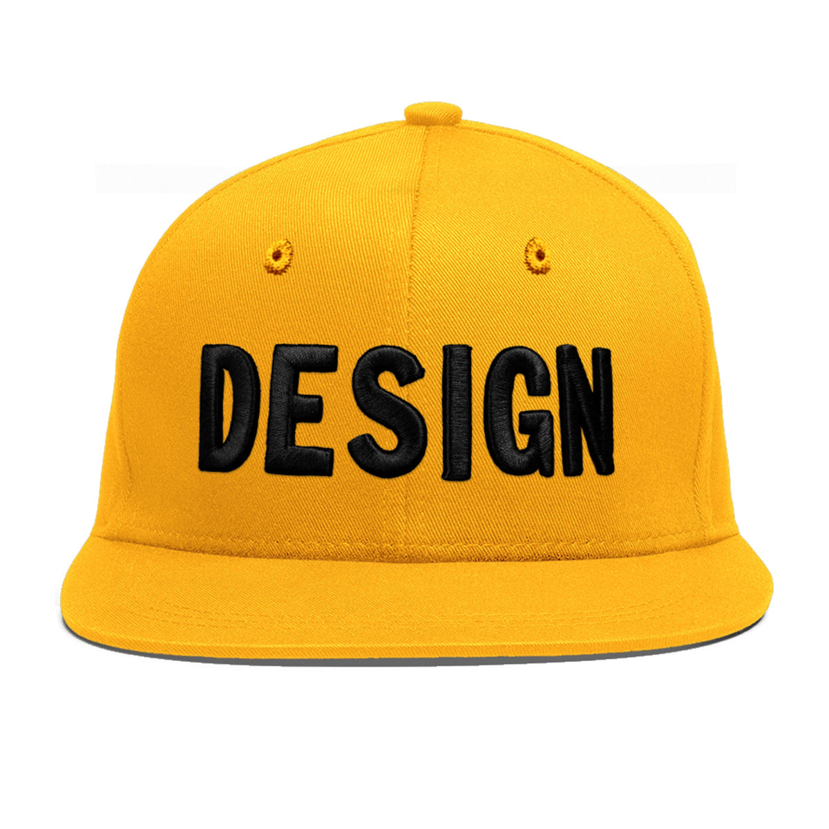 Custom Yellow 3D Puff Embroidery Flat Embroidery Casual Sport Baseball Cap