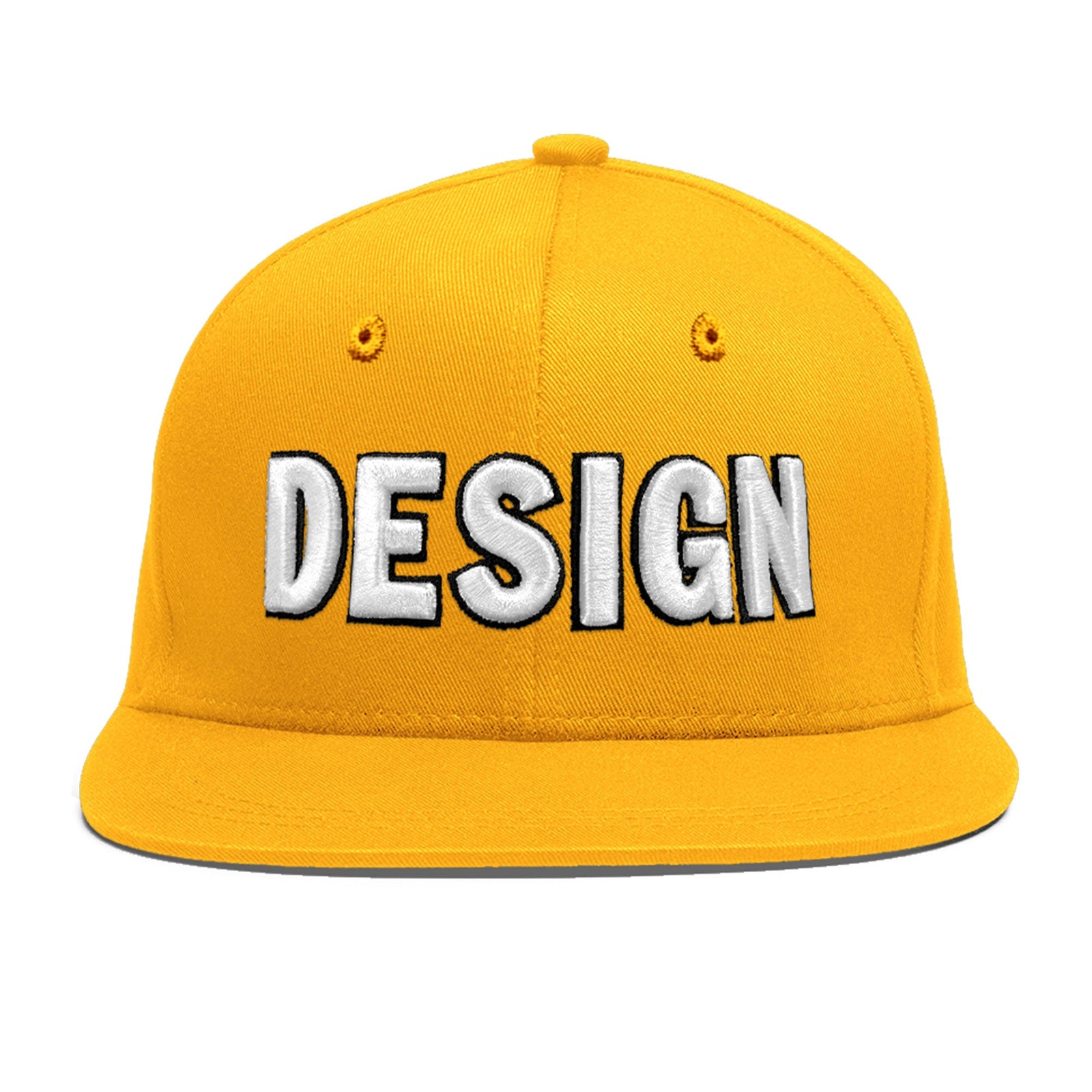 Custom Yellow 3D Puff Embroidery Flat Embroidery Casual Sport Baseball Cap