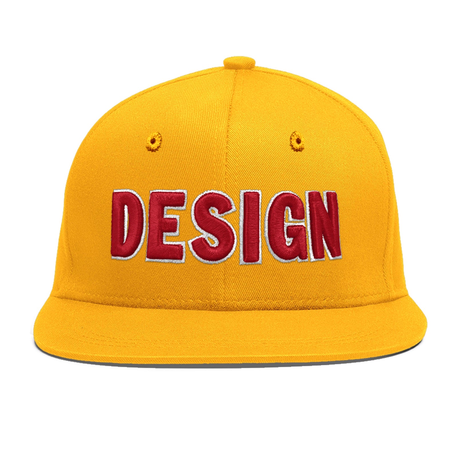 Custom Yellow 3D Puff Embroidery Flat Embroidery Casual Sport Baseball Cap