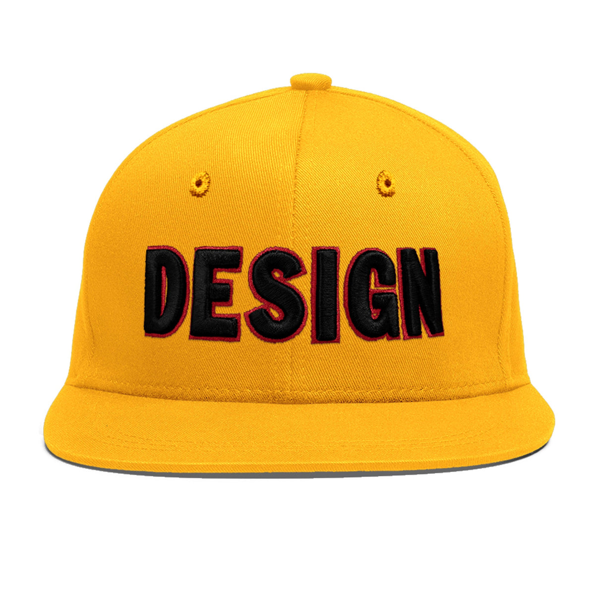 Custom Yellow 3D Puff Embroidery Flat Embroidery Casual Sport Baseball Cap