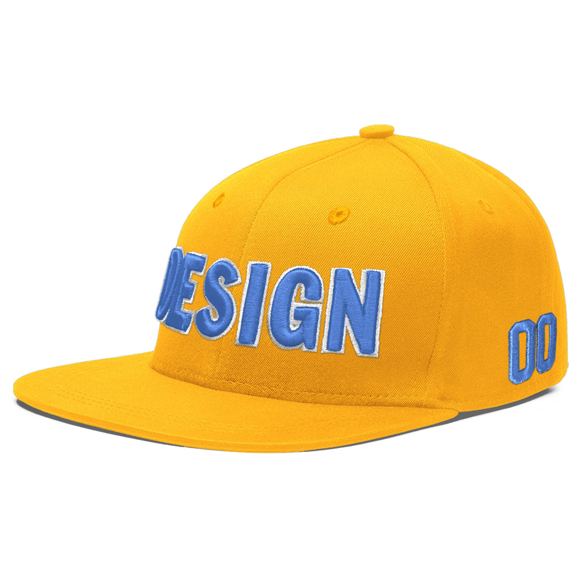Custom Yellow 3D Puff Embroidery Flat Embroidery Casual Sport Baseball Cap