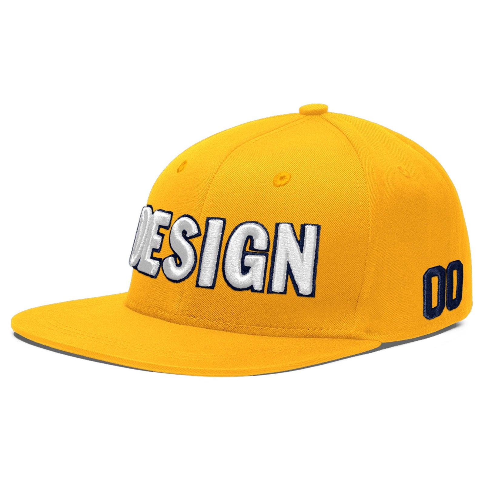 Custom Yellow 3D Puff Embroidery Flat Embroidery Casual Sport Baseball Cap