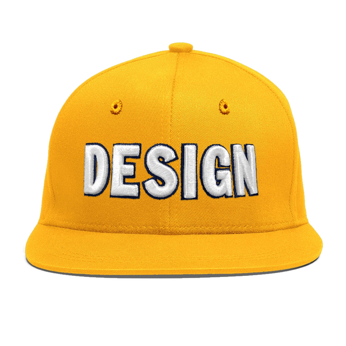 Custom Yellow 3D Puff Embroidery Flat Embroidery Casual Sport Baseball Cap