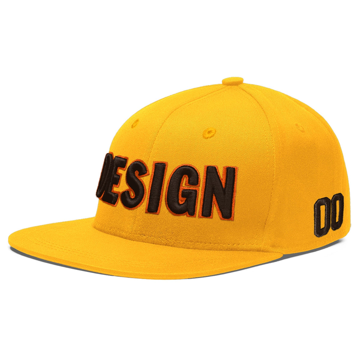 Custom Yellow 3D Puff Embroidery Flat Embroidery Casual Sport Baseball Cap
