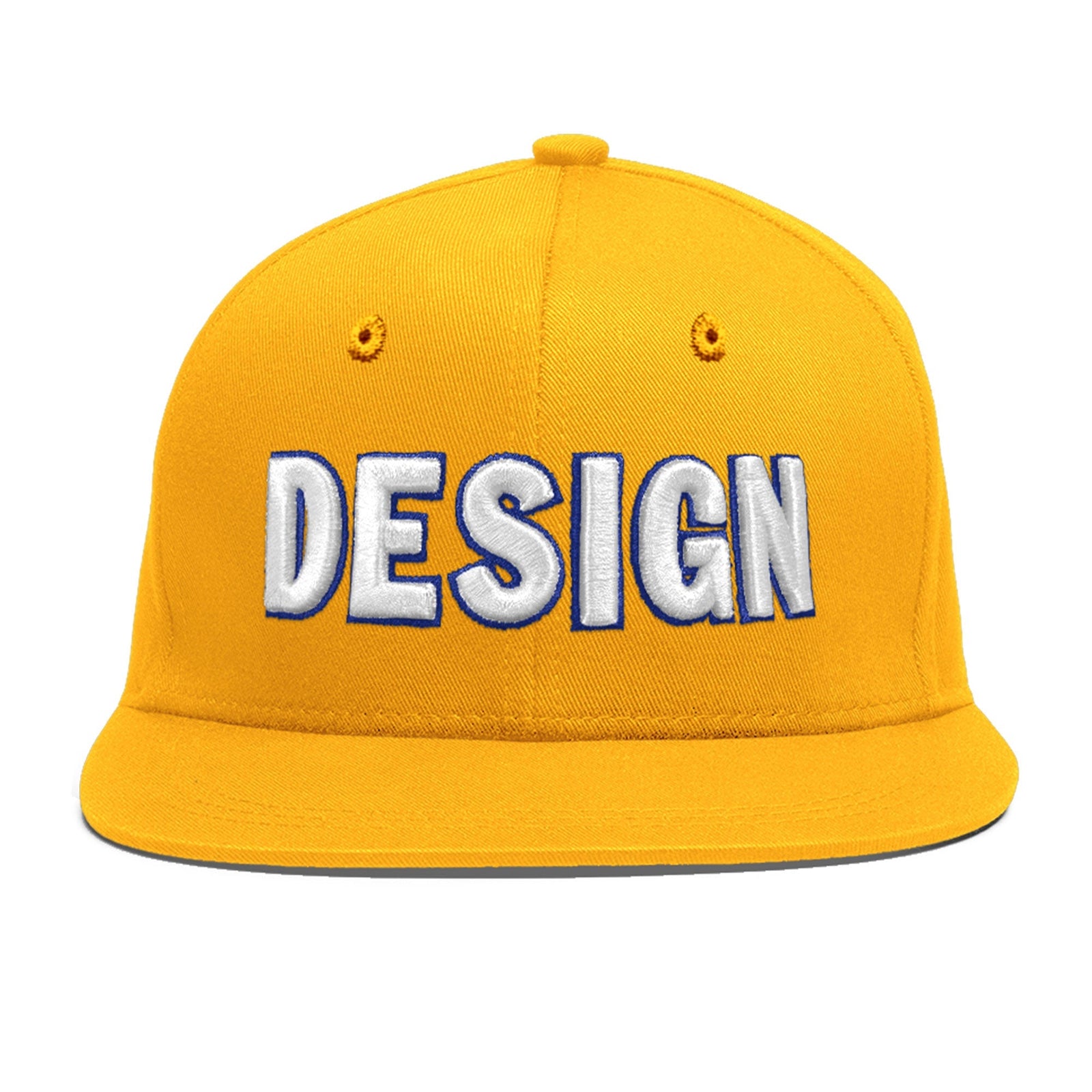 Custom Yellow 3D Puff Embroidery Flat Embroidery Casual Sport Baseball Cap