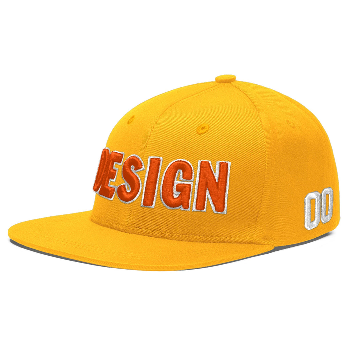 Custom Yellow 3D Puff Embroidery Flat Embroidery Casual Sport Baseball Cap