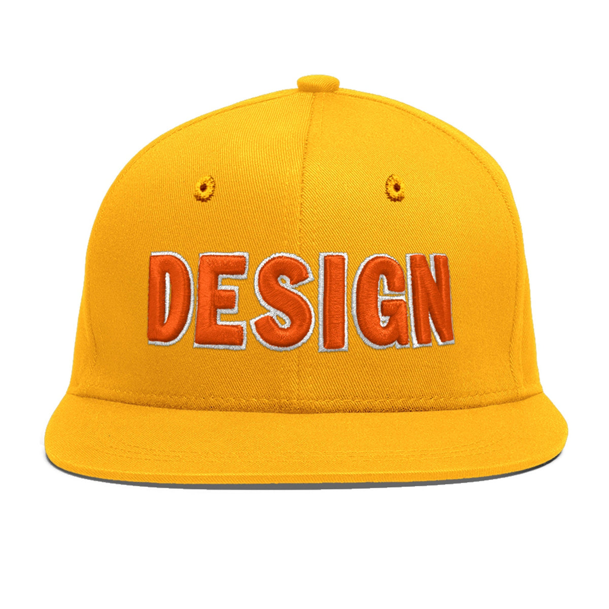 Custom Yellow 3D Puff Embroidery Flat Embroidery Casual Sport Baseball Cap