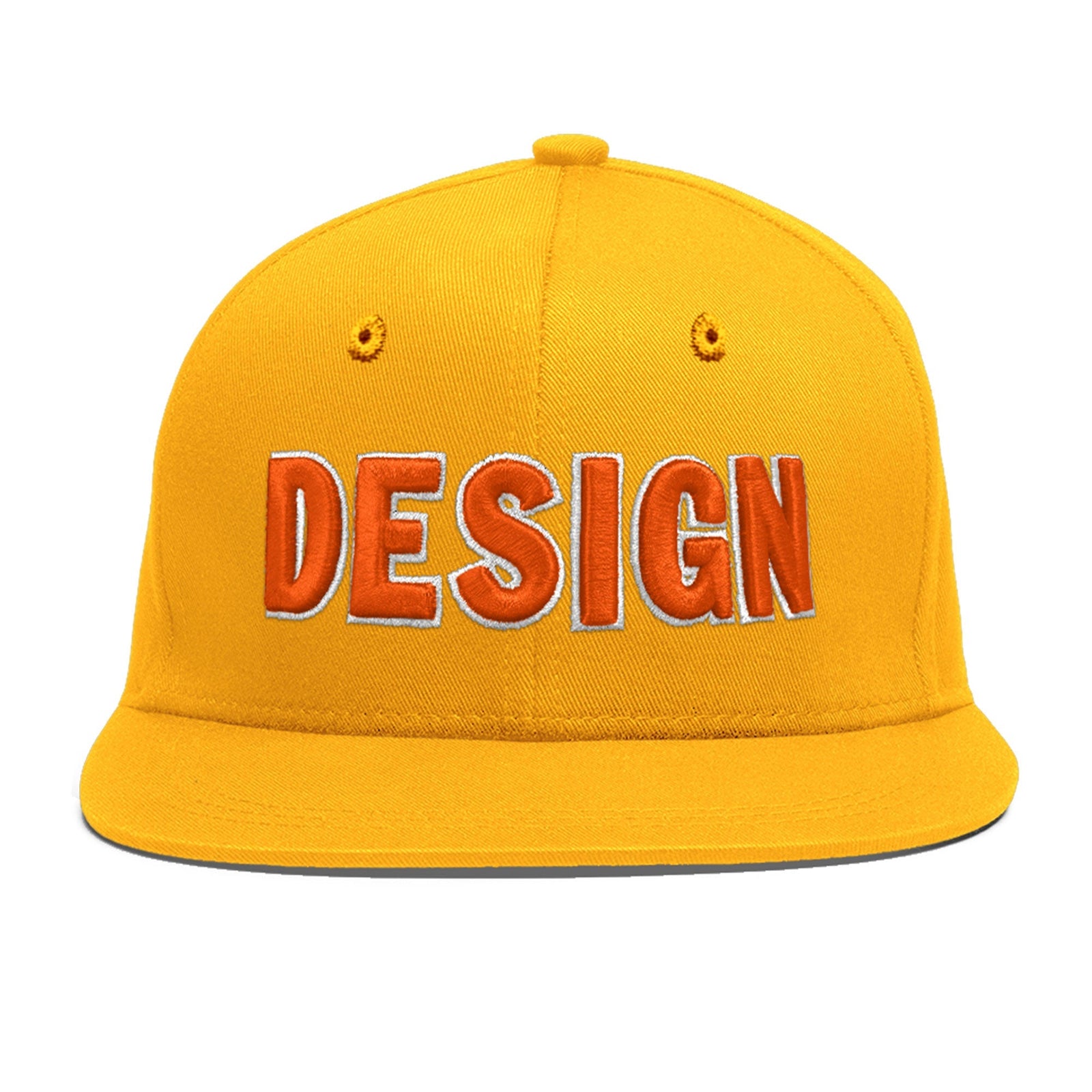 Custom Yellow 3D Puff Embroidery Flat Embroidery Casual Sport Baseball Cap