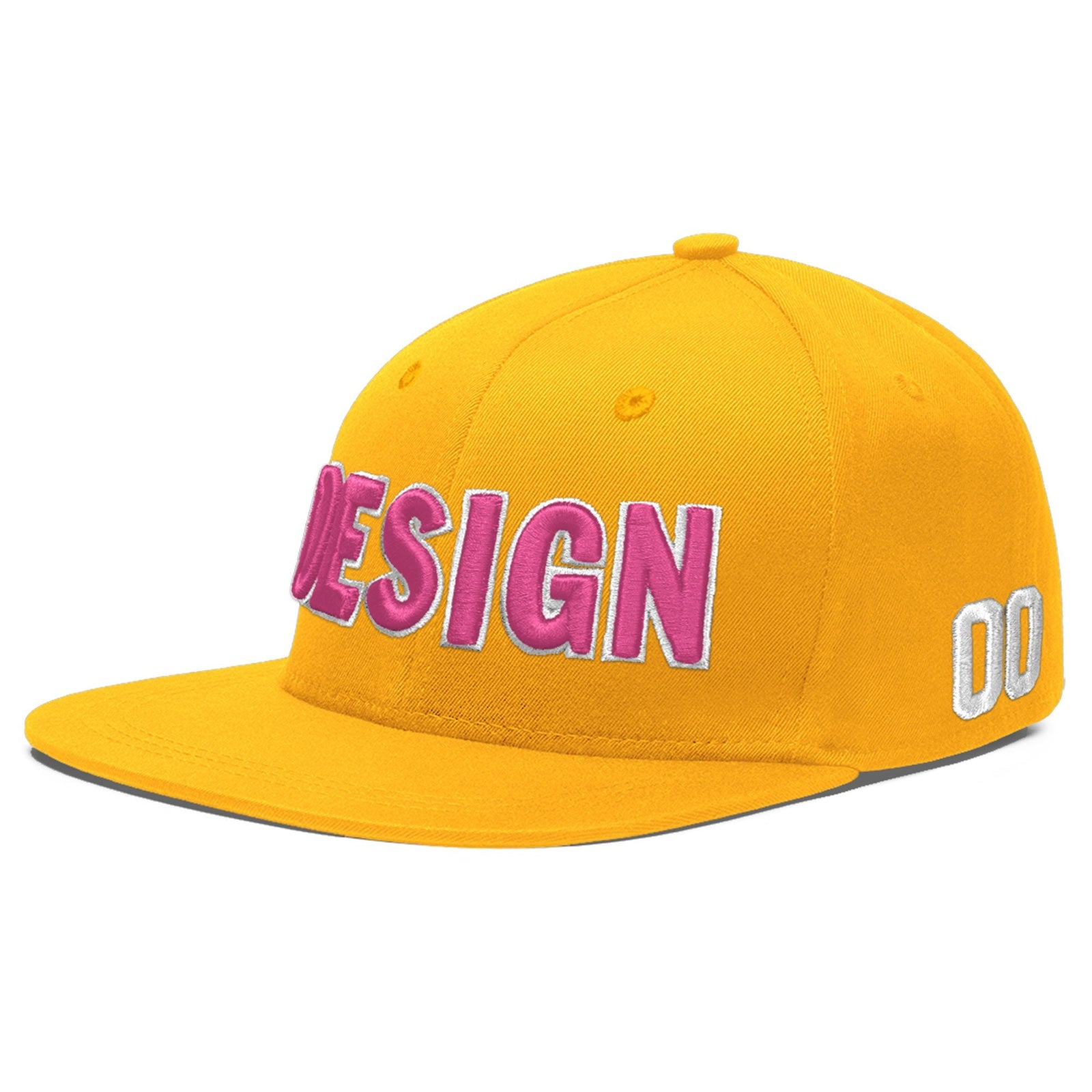 Custom Yellow 3D Puff Embroidery Flat Embroidery Casual Sport Baseball Cap