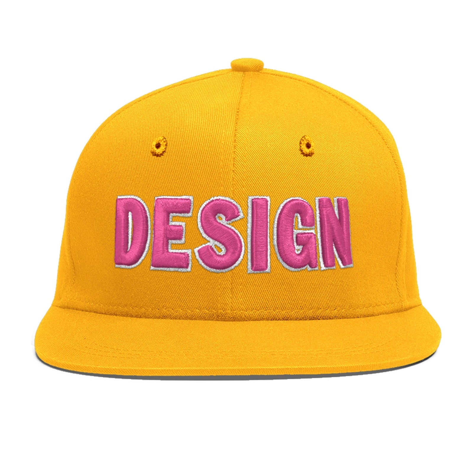 Custom Yellow 3D Puff Embroidery Flat Embroidery Casual Sport Baseball Cap
