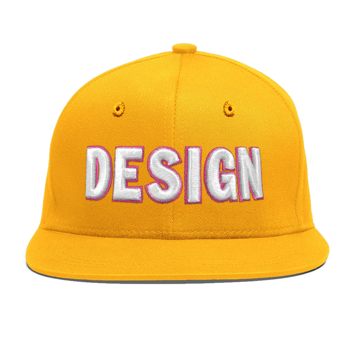 Custom Yellow 3D Puff Embroidery Flat Embroidery Casual Sport Baseball Cap