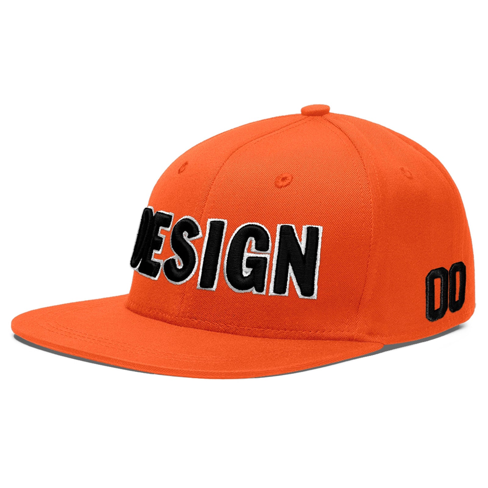 Custom Orange 3D Puff Embroidery Flat Embroidery Casual Sport Baseball Cap