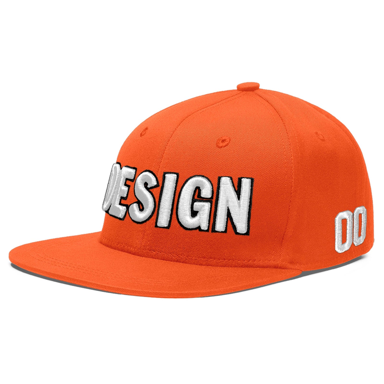 Custom Orange 3D Puff Embroidery Flat Embroidery Casual Sport Baseball Cap