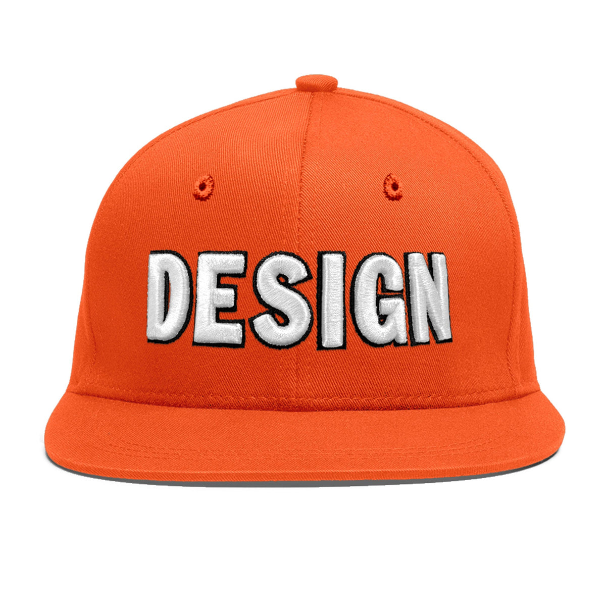 Custom Orange 3D Puff Embroidery Flat Embroidery Casual Sport Baseball Cap