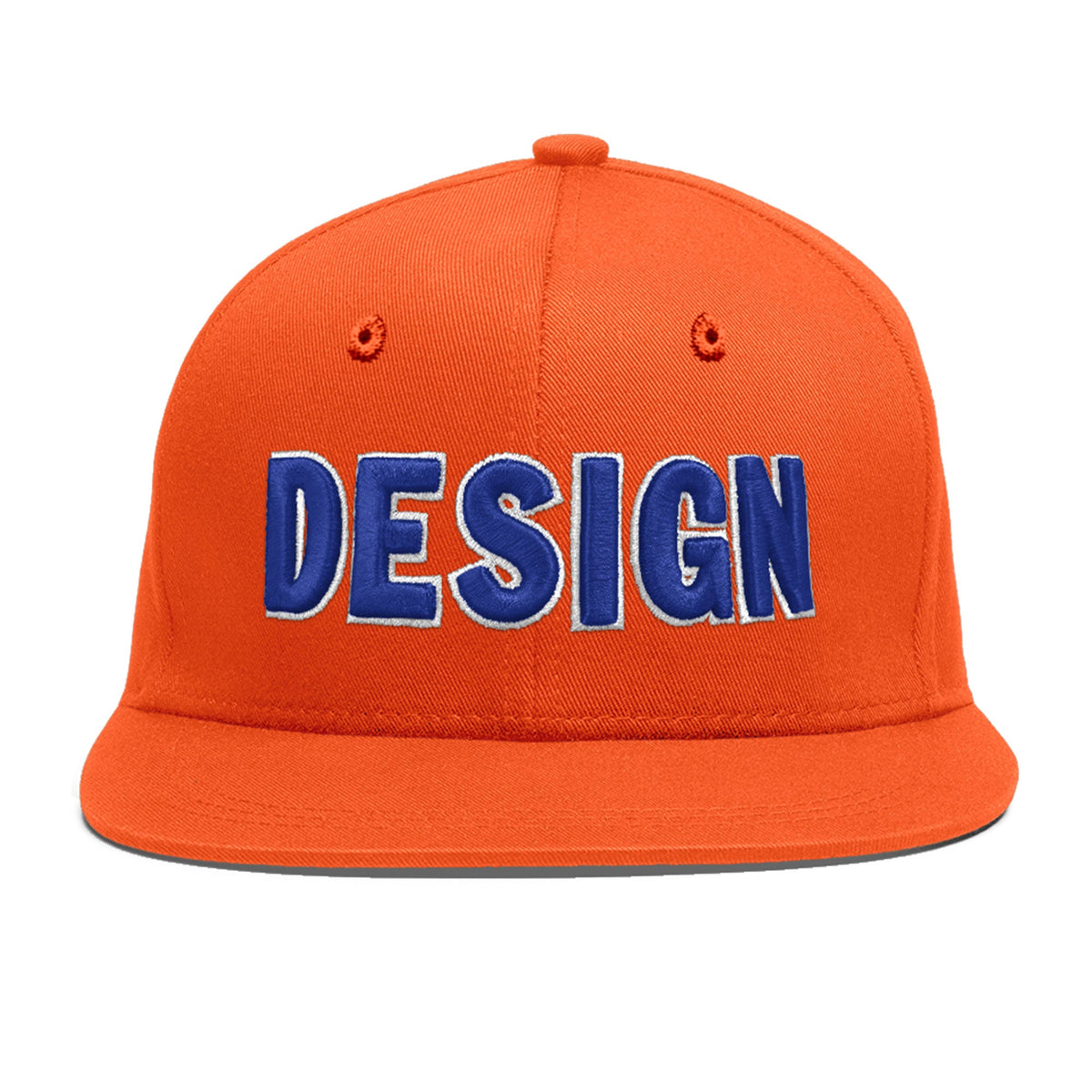 Custom Orange 3D Puff Embroidery Flat Embroidery Casual Sport Baseball Cap