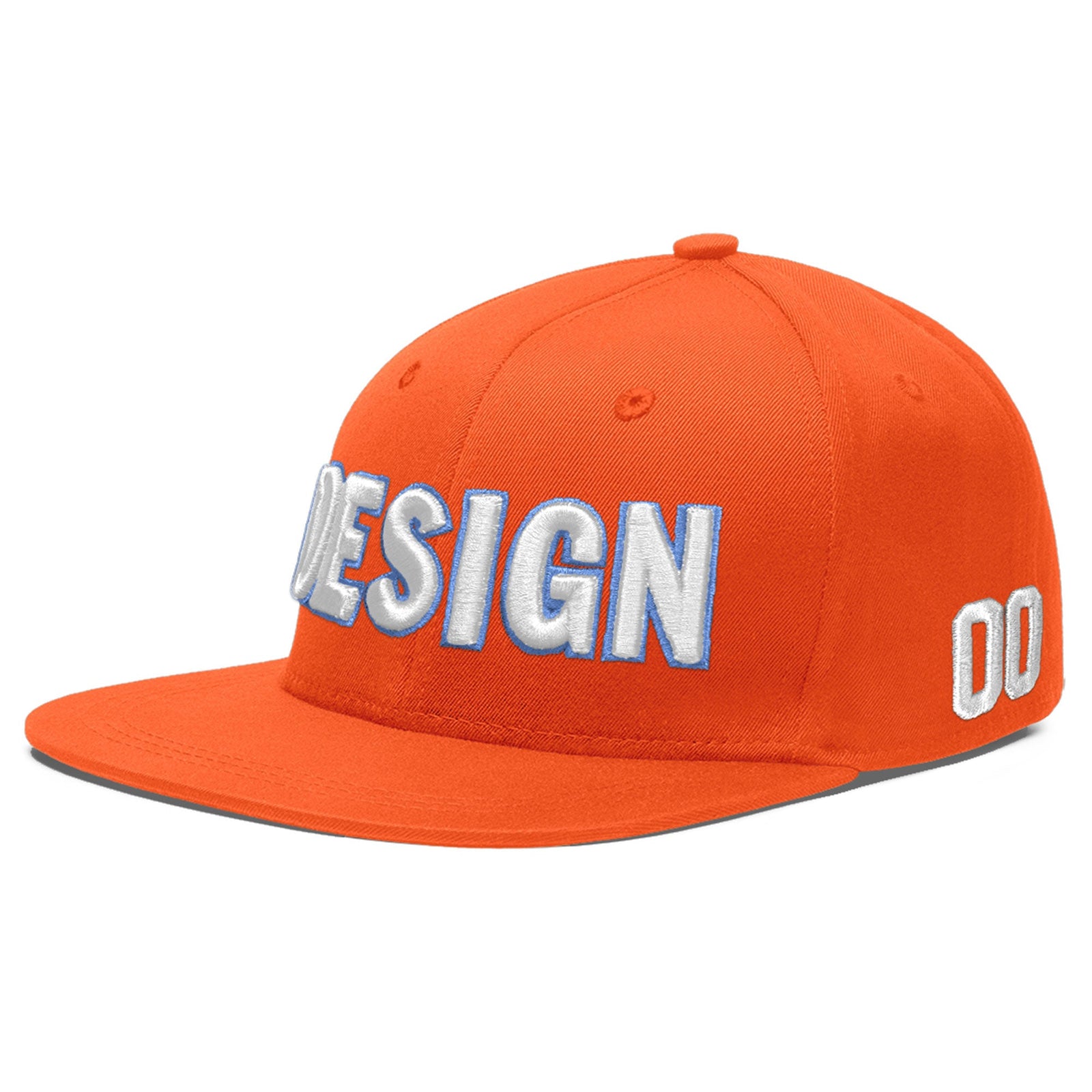 Custom Orange 3D Puff Embroidery Flat Embroidery Casual Sport Baseball Cap