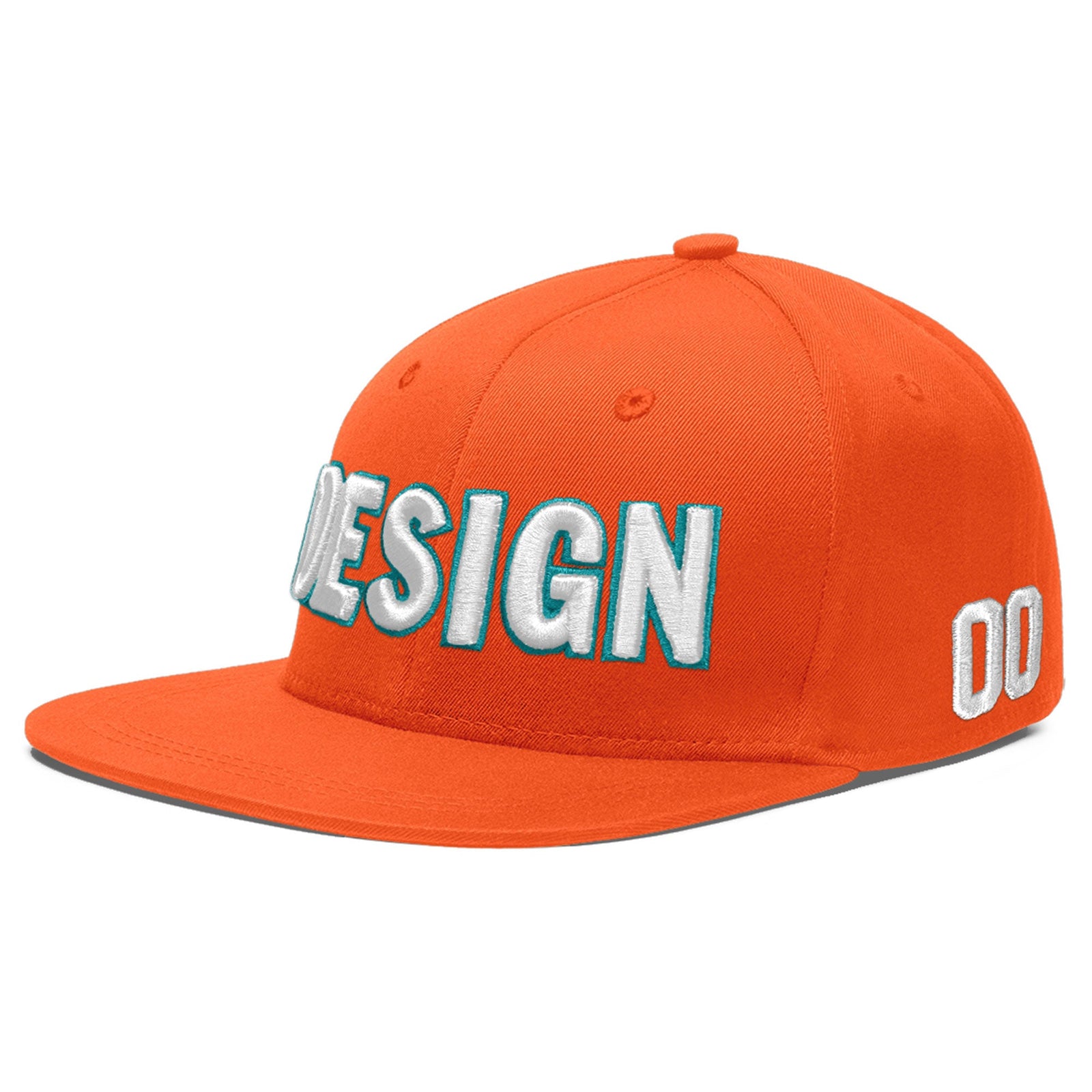 Custom Orange 3D Puff Embroidery Flat Embroidery Casual Sport Baseball Cap
