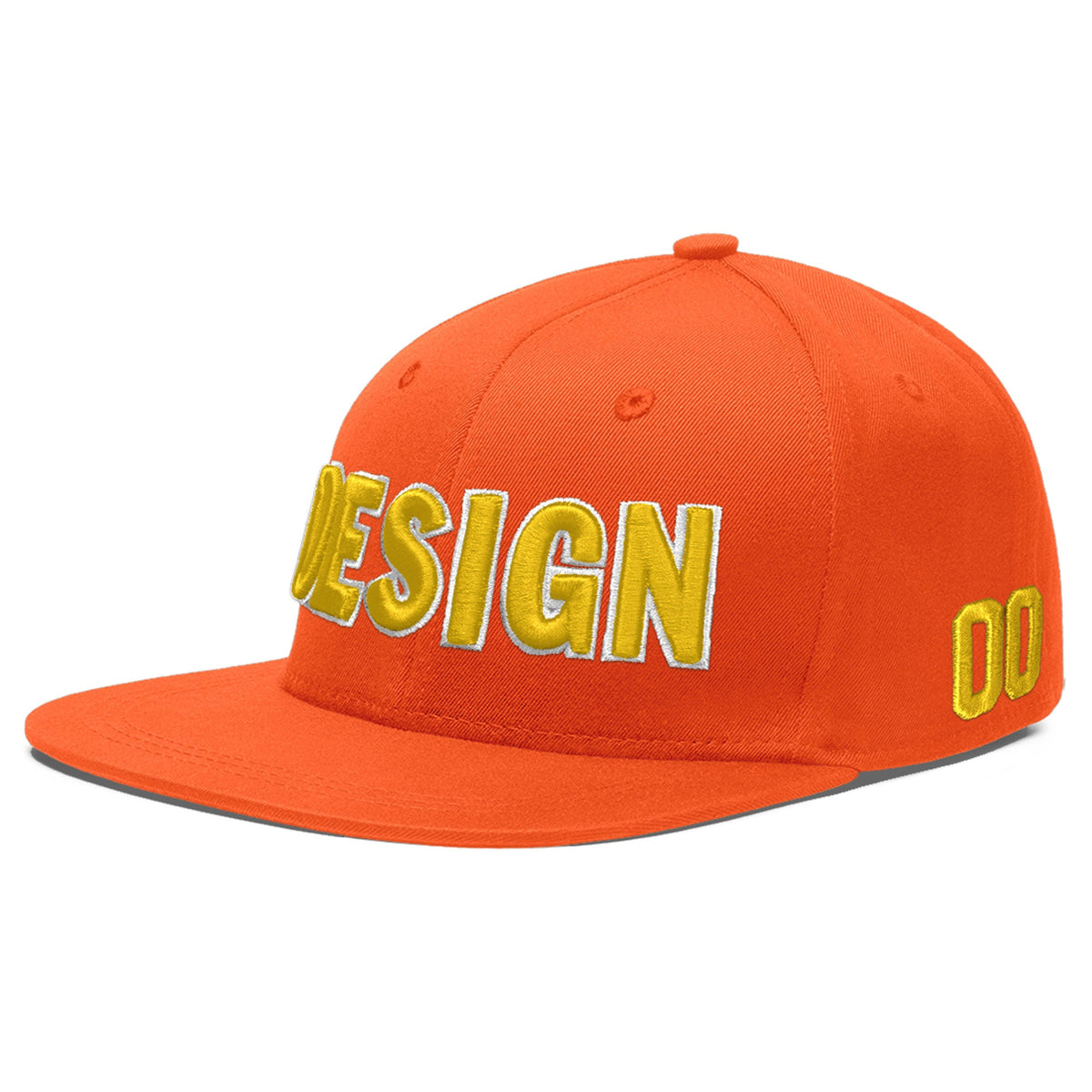 Custom Orange 3D Puff Embroidery Flat Embroidery Casual Sport Baseball Cap