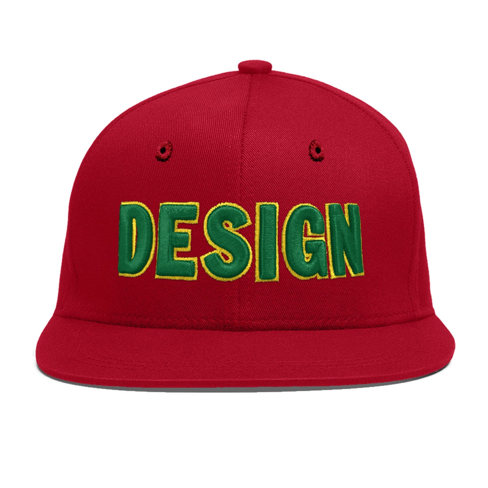 Custom Red 3D Puff Embroidery Flat Embroidery Casual Sport Baseball Cap