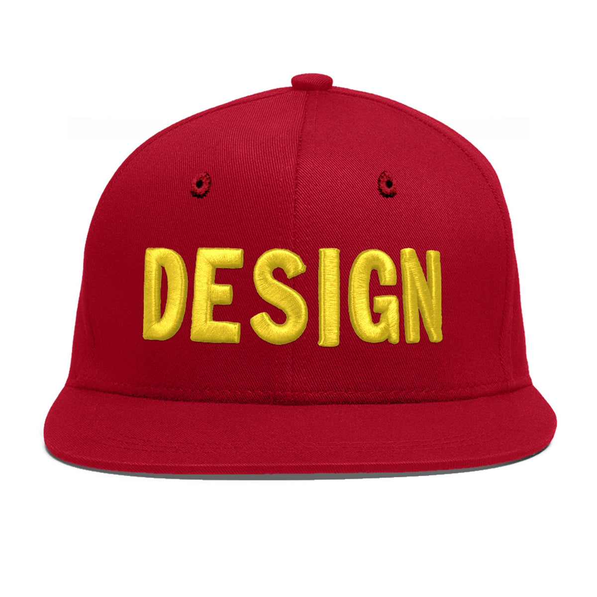Custom Red 3D Puff Embroidery Flat Embroidery Casual Sport Baseball Cap
