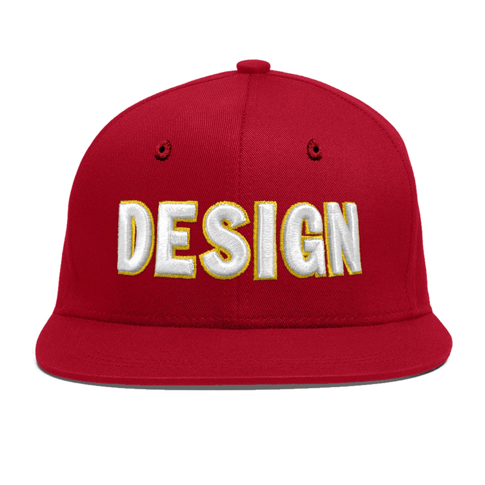 Custom Red 3D Puff Embroidery Flat Embroidery Casual Sport Baseball Cap