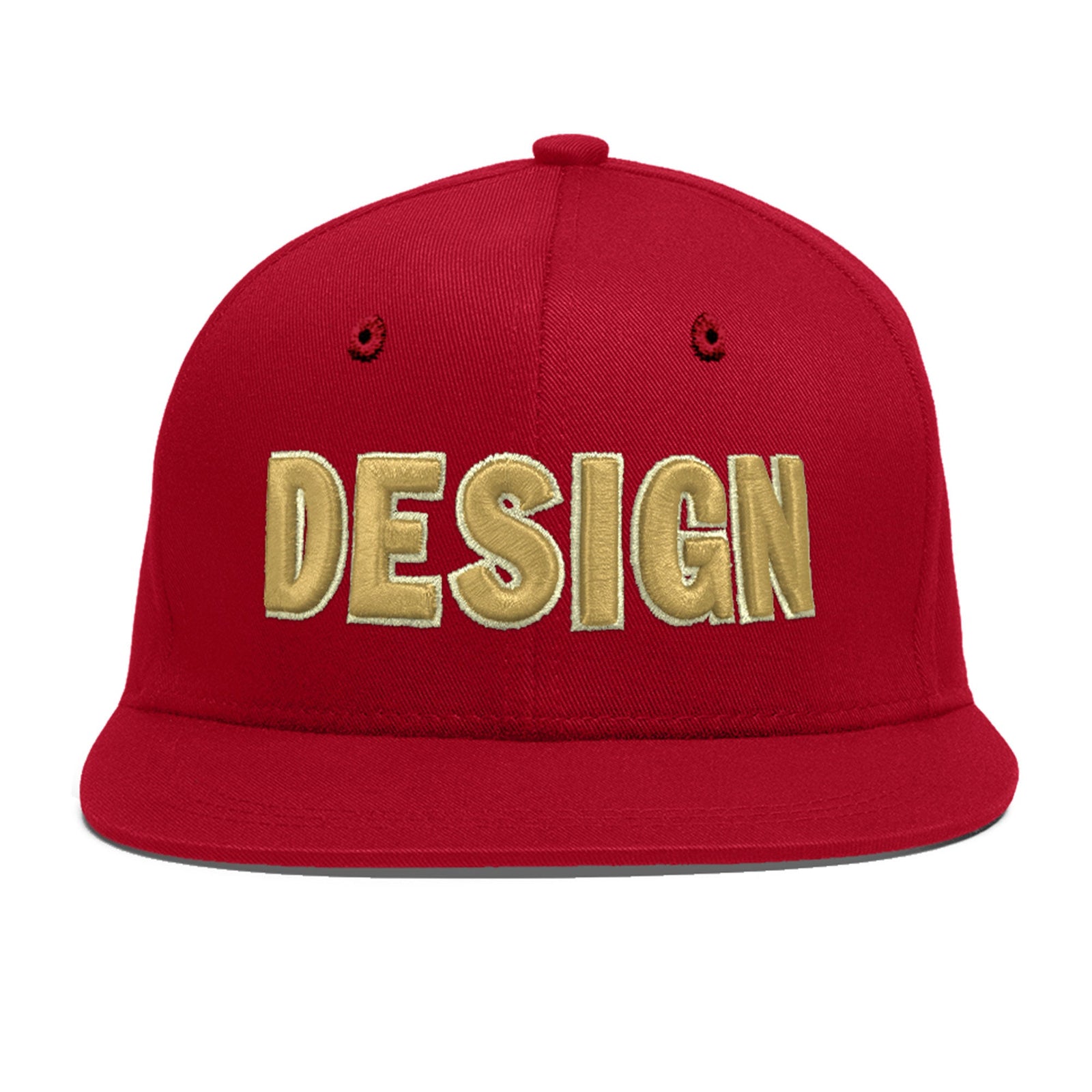 Custom Red 3D Puff Embroidery Flat Embroidery Casual Sport Baseball Cap