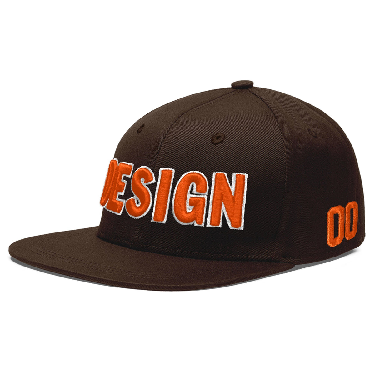 Custom Brown 3D Puff Embroidery Flat Embroidery Casual Sport Baseball Cap