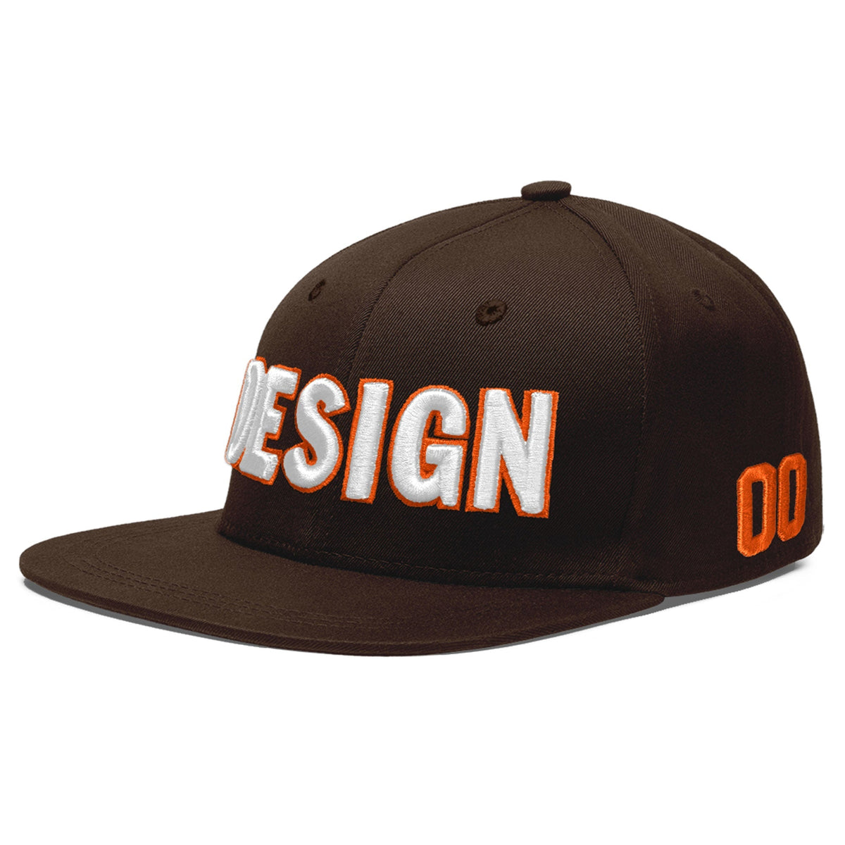Custom Brown 3D Puff Embroidery Flat Embroidery Casual Sport Baseball Cap