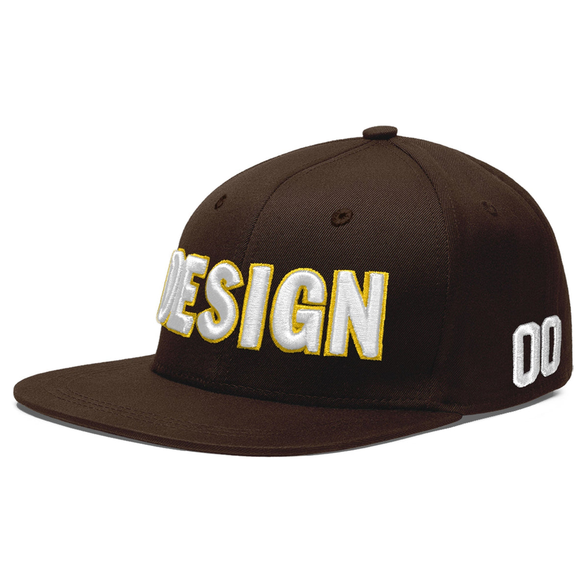 Custom Brown 3D Puff Embroidery Flat Embroidery Casual Sport Baseball Cap