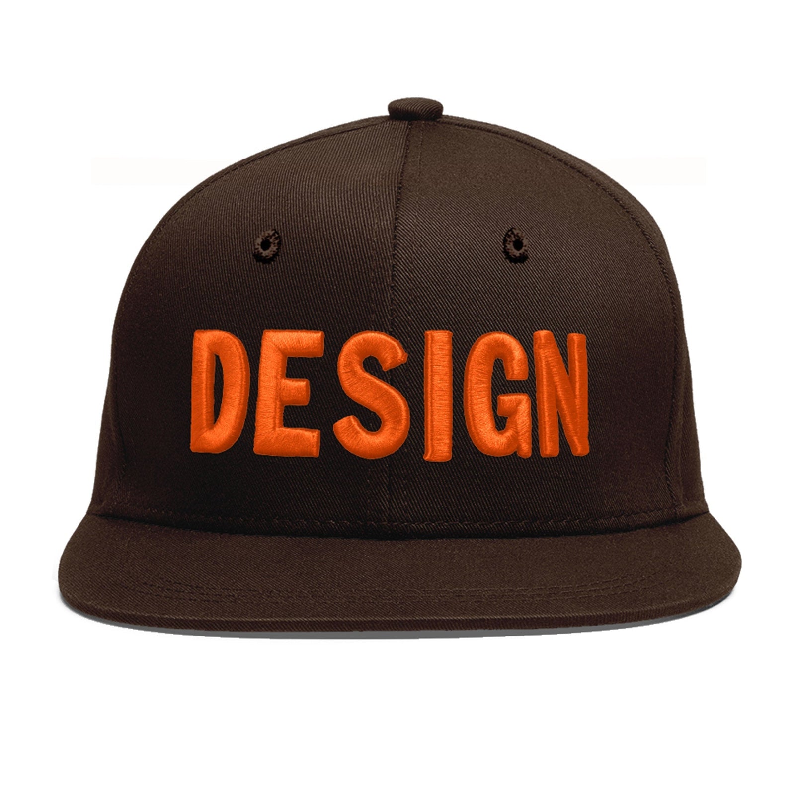 Custom Brown 3D Puff Embroidery Flat Embroidery Casual Sport Baseball Cap