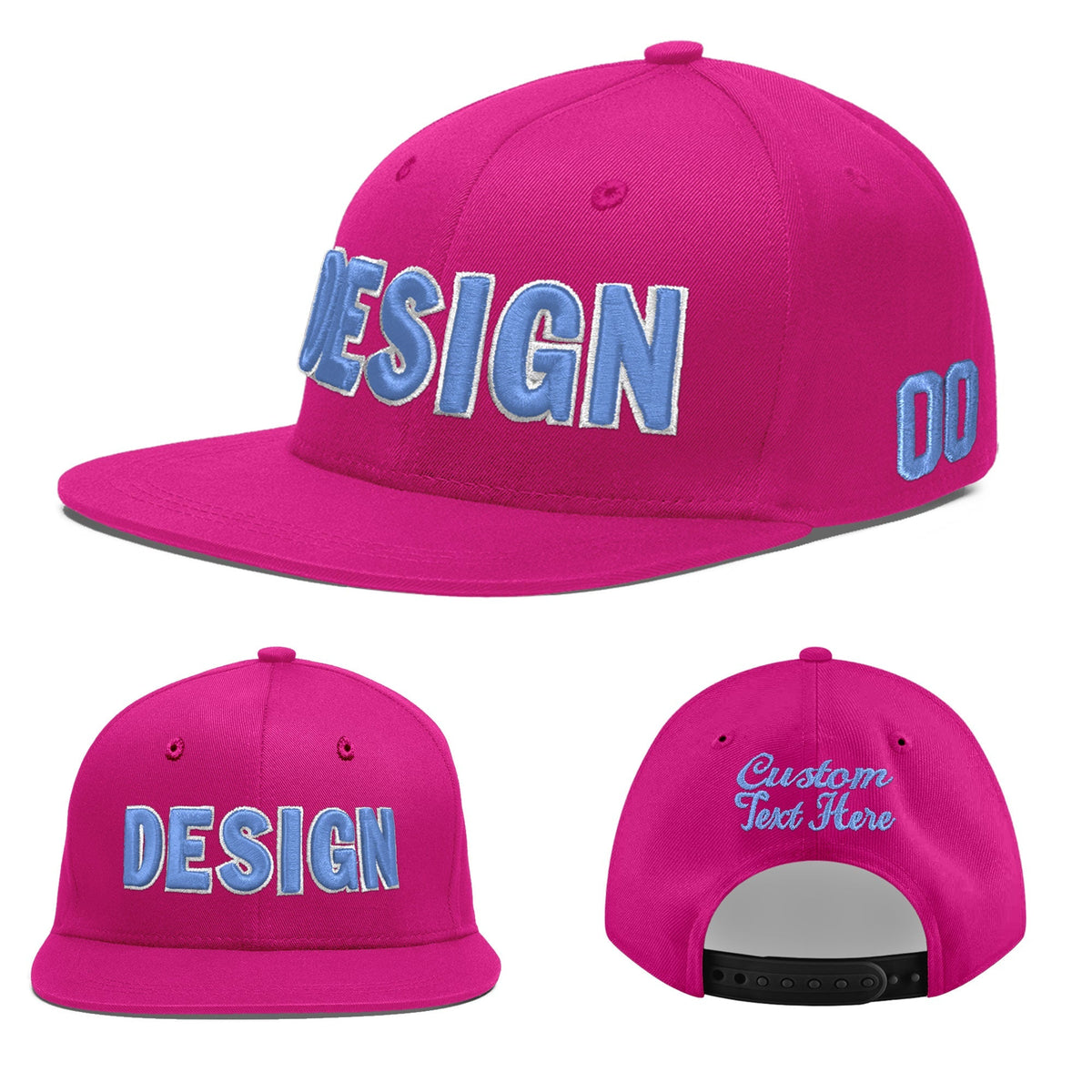 Custom Rose Red 3D Puff Embroidery Flat Embroidery Casual Sport Baseball Cap