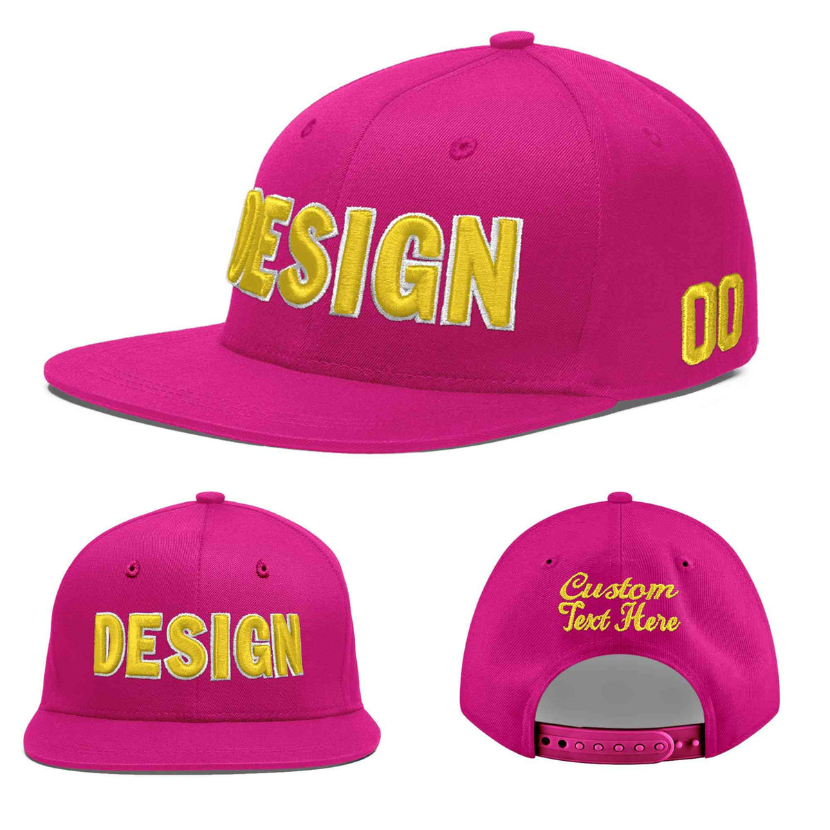 Custom Rose Red 3D Puff Embroidery Flat Embroidery Casual Sport Baseball Cap