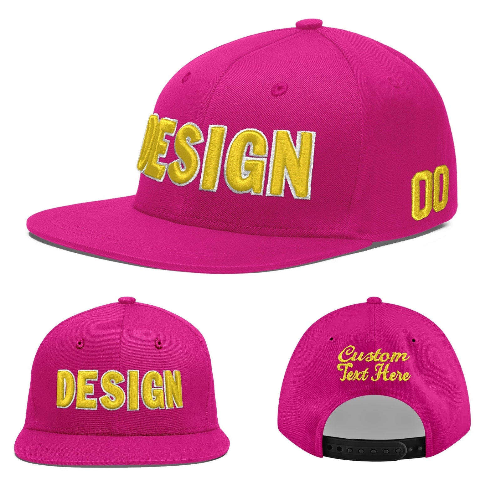 Custom Rose Red 3D Puff Embroidery Flat Embroidery Casual Sport Baseball Cap