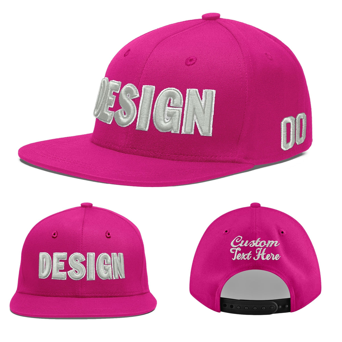 Custom Rose Red 3D Puff Embroidery Flat Embroidery Casual Sport Baseball Cap