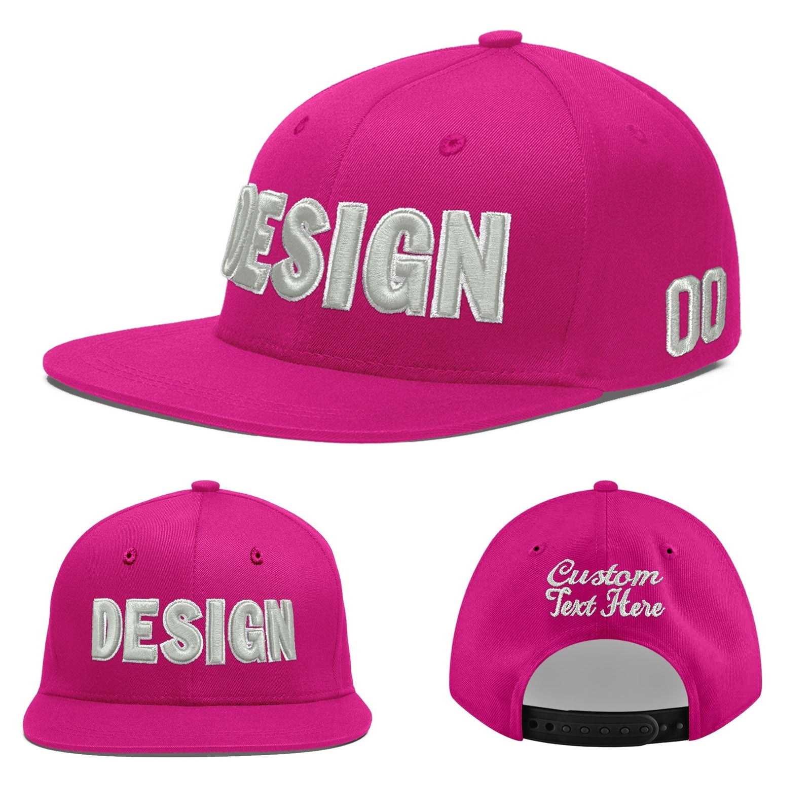 Custom Rose Red 3D Puff Embroidery Flat Embroidery Casual Sport Baseball Cap