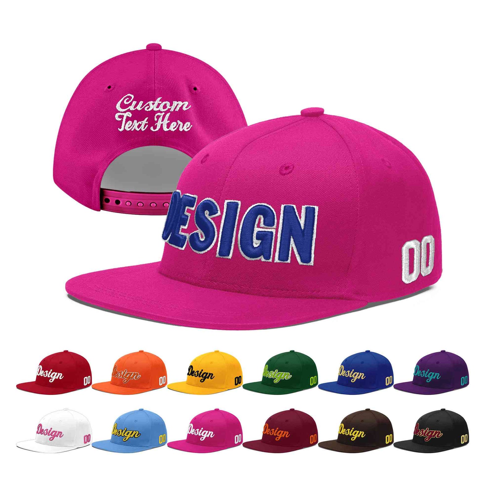 Custom Rose Red 3D Puff Embroidery Flat Embroidery Casual Sport Baseball Cap