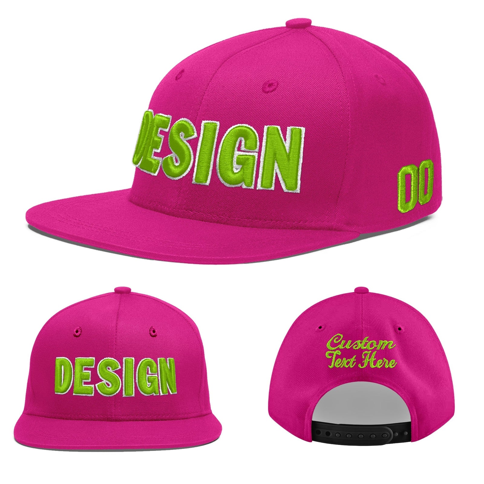 Custom Rose Red 3D Puff Embroidery Flat Embroidery Casual Sport Baseball Cap